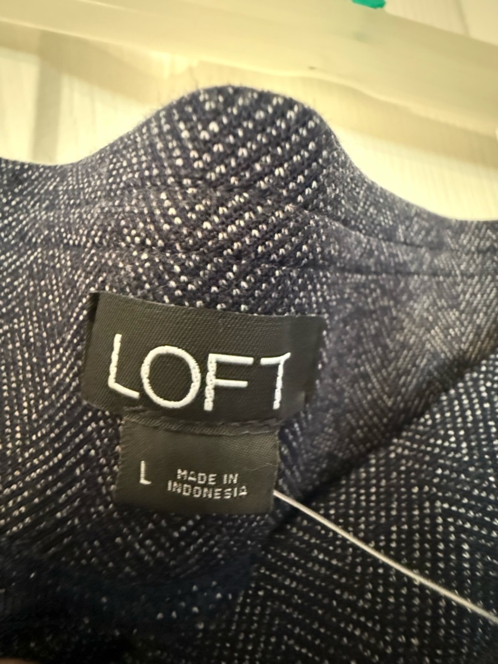 LOFT Dark Blue Herringbone Ponte Pants - Picture 3 of 4